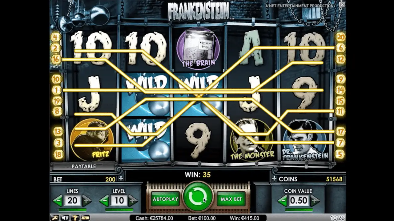 Frankenstein Slot Paylines